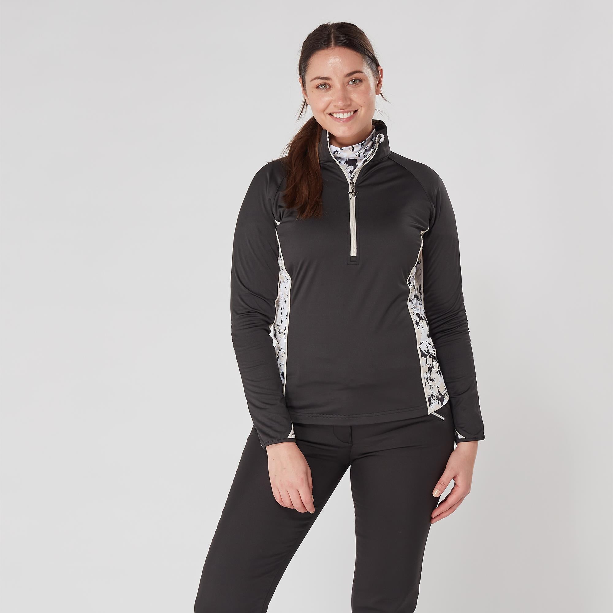 Swing Out Sister Maisy Ladies Golf Mid Layer Bleached Sand/Pearl Black